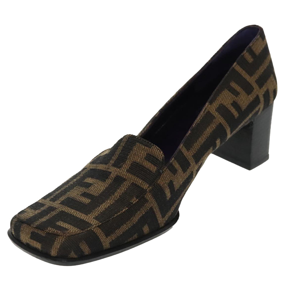 FENDI Zucca Canvas High Heels 36 1/2C Brown Black Purple ac3347