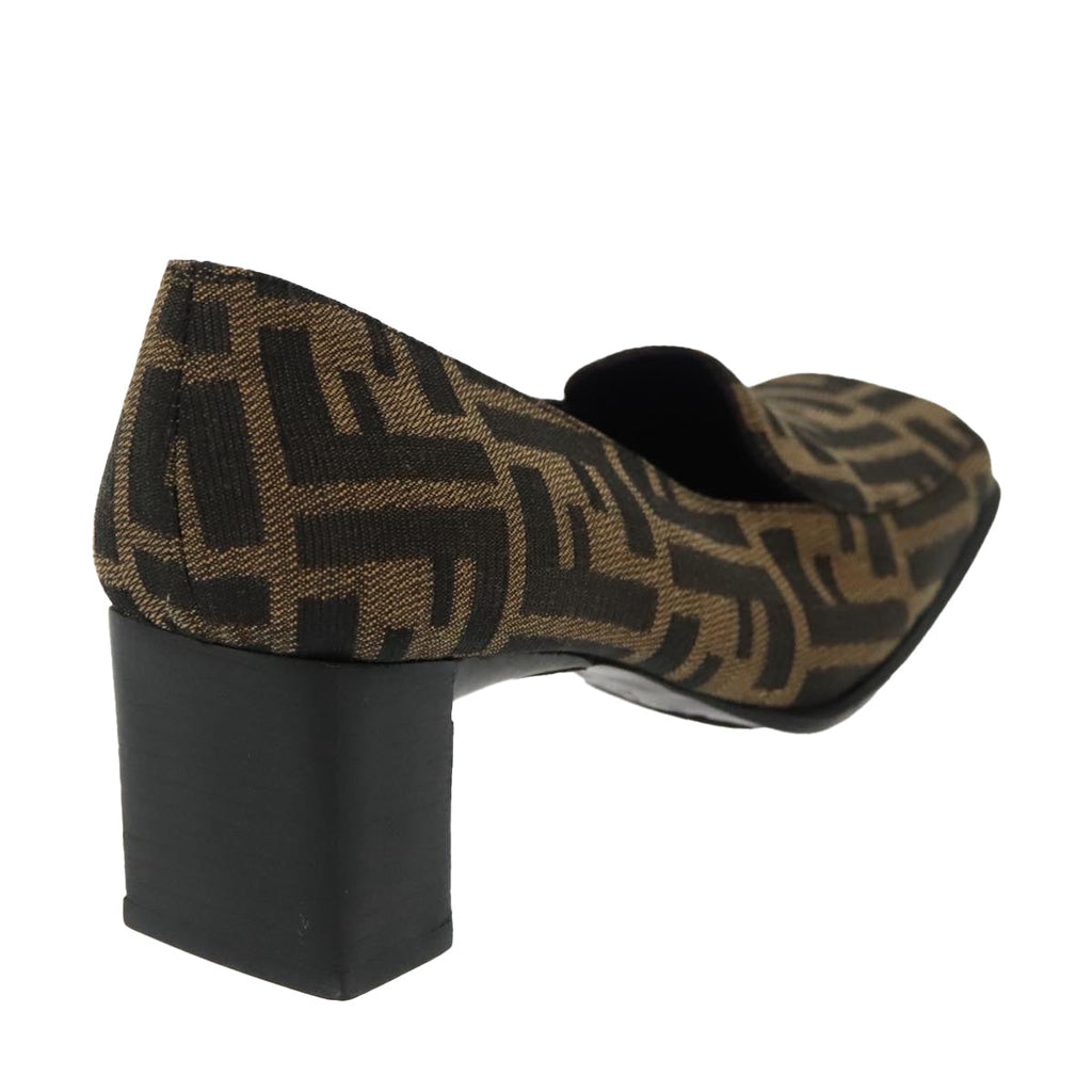 FENDI Zucca Canvas High Heels 36 1/2C Brown Black Purple ac3347