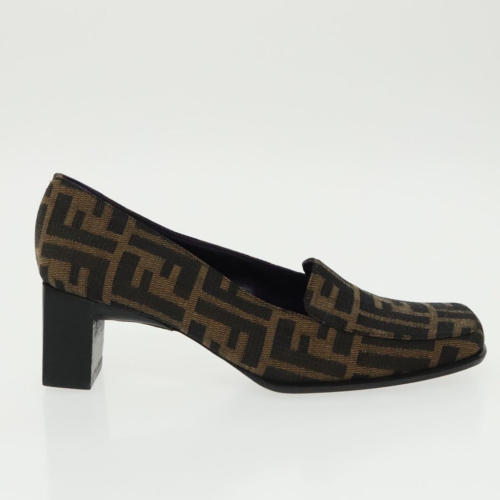 FENDI Zucca Canvas High Heels 36 1/2C Brown Black Purple ac3347