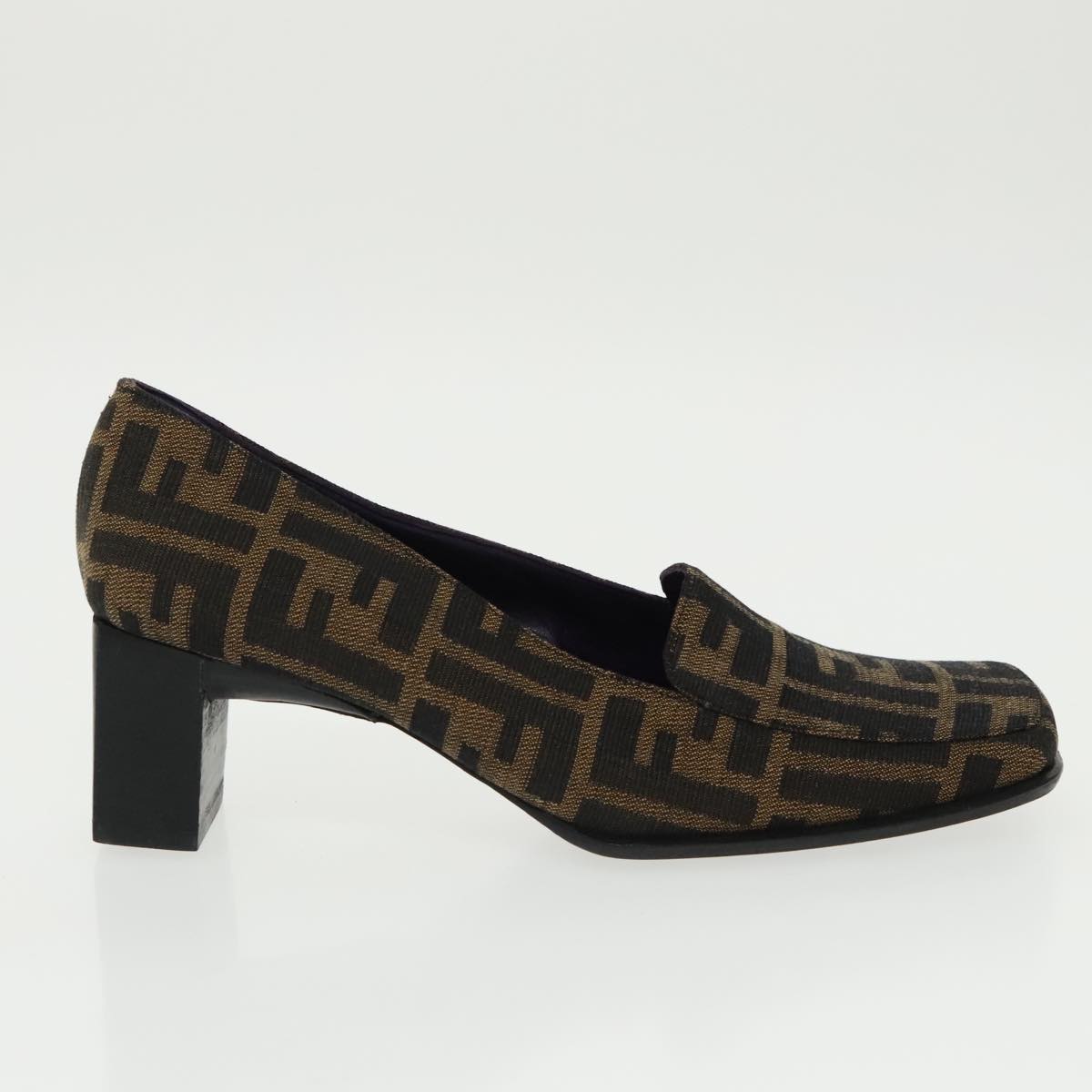 FENDI Zucca Canvas High Heels 36 1/2C Brown Black Purple ac3347