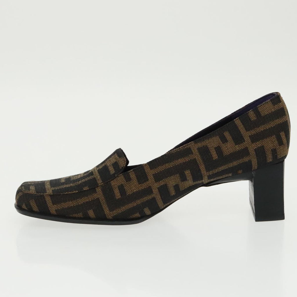 FENDI Zucca Canvas High Heels 36 1/2C Brown Black Purple ac3347