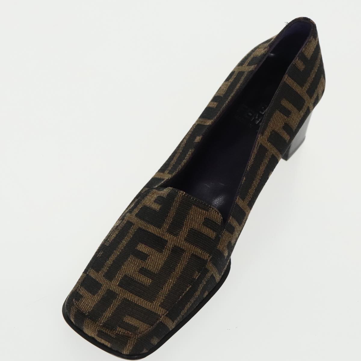 FENDI Zucca Canvas High Heels 36 1/2C Brown Black Purple ac3347