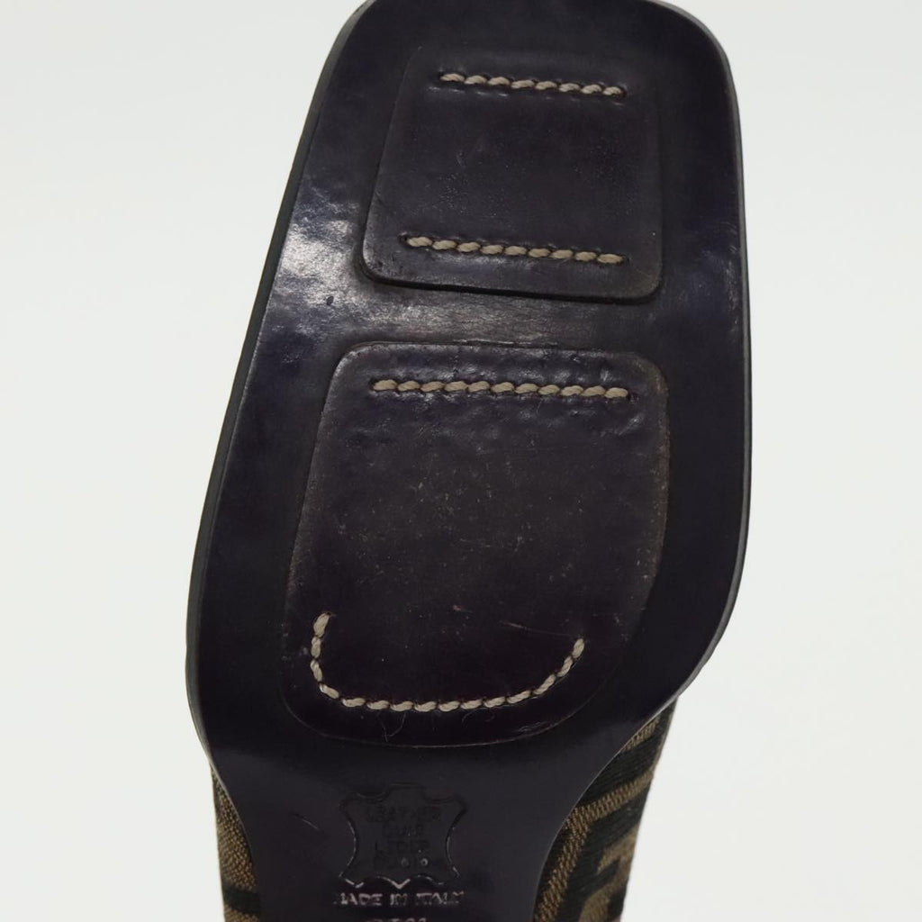 FENDI Zucca Canvas High Heels 36 1/2C Brown Black Purple ac3347