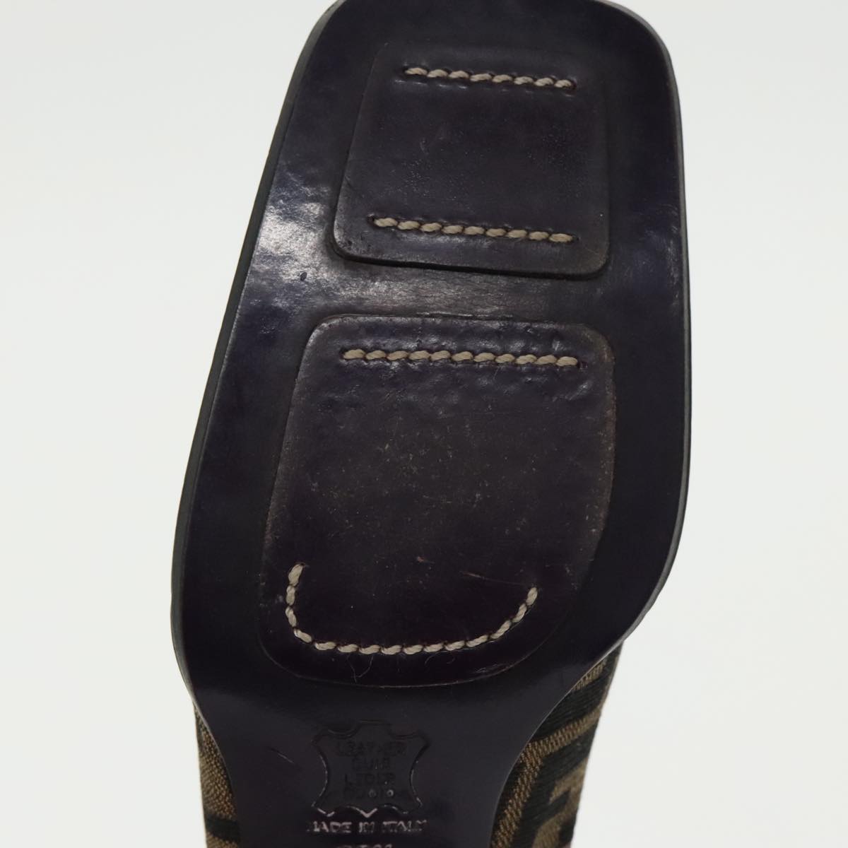 FENDI Zucca Canvas High Heels 36 1/2C Brown Black Purple ac3347