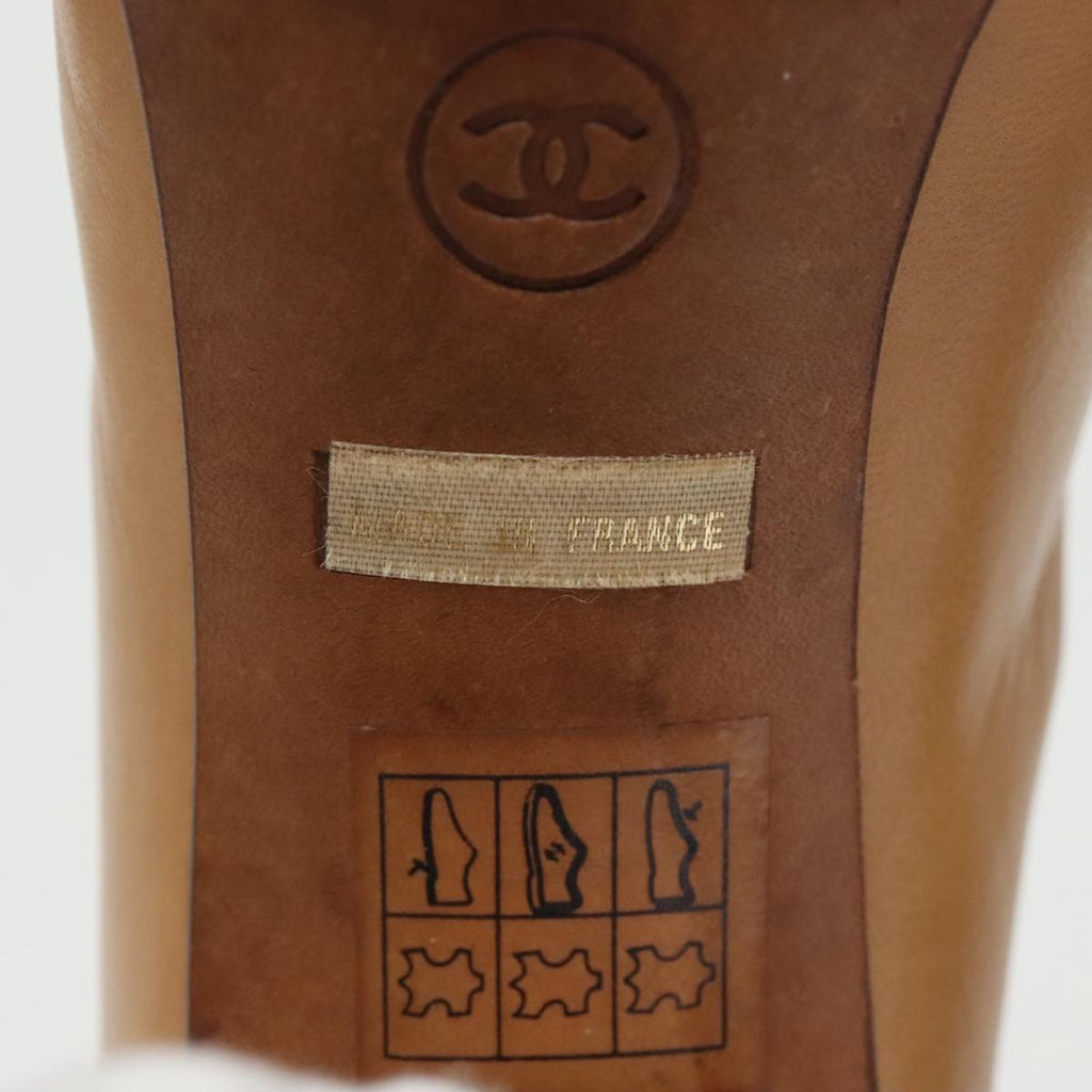 CHANEL High Heels Leather Beige Brown CC ac3348