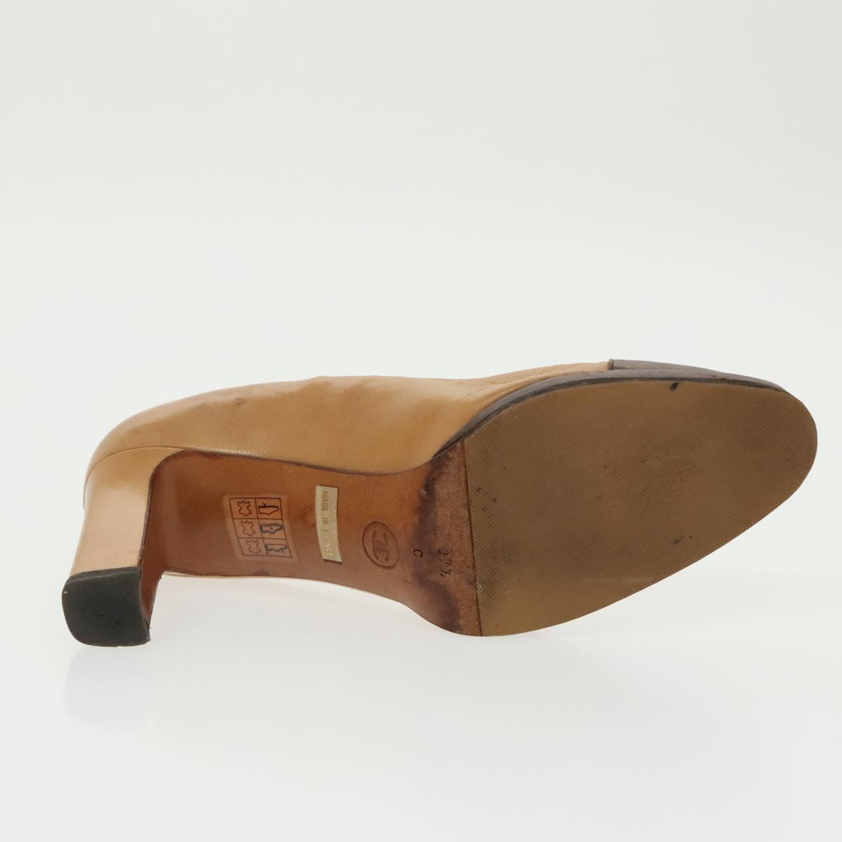 CHANEL High Heels Leather Beige Brown CC ac3348