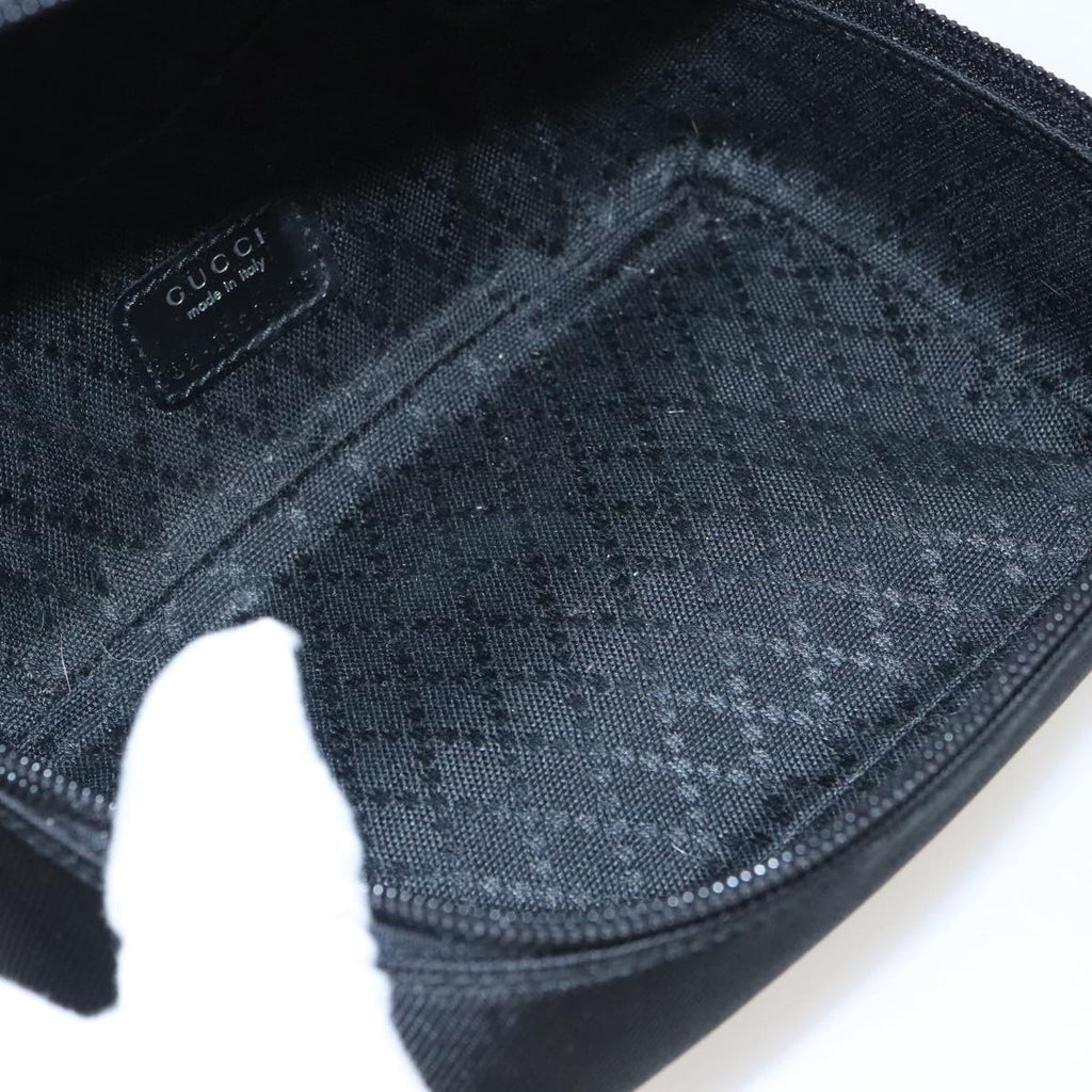 GUCCI Vanity Bamboo Pouch Nylon Black Silver ac3362
