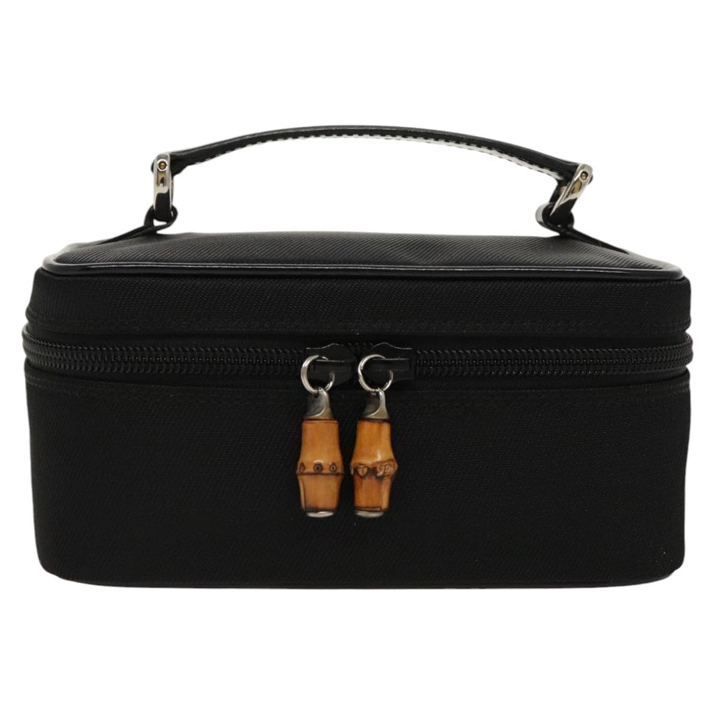 GUCCI Vanity Bamboo Pouch Nylon Black Silver ac3362