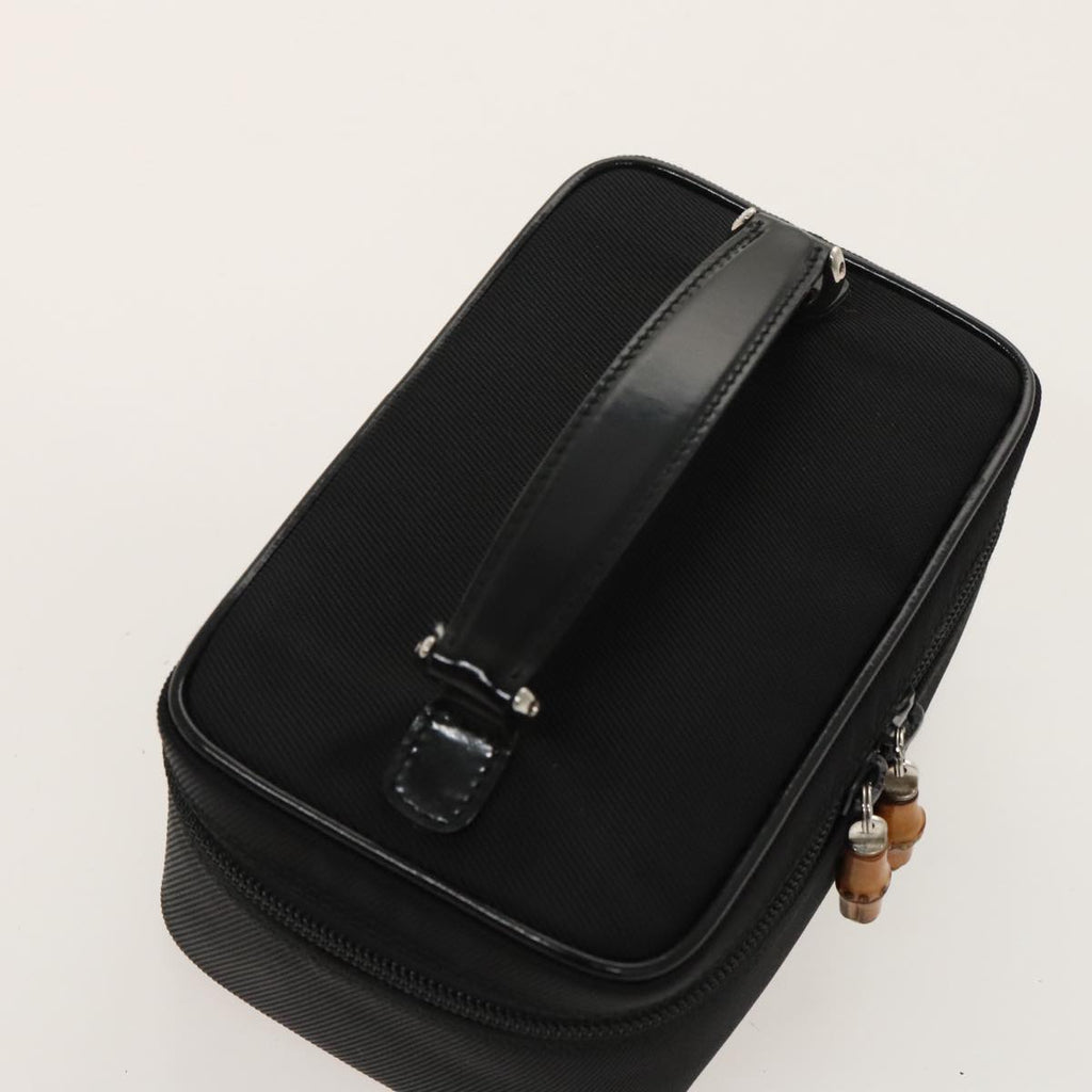 GUCCI Vanity Bamboo Pouch Nylon Black Silver ac3362