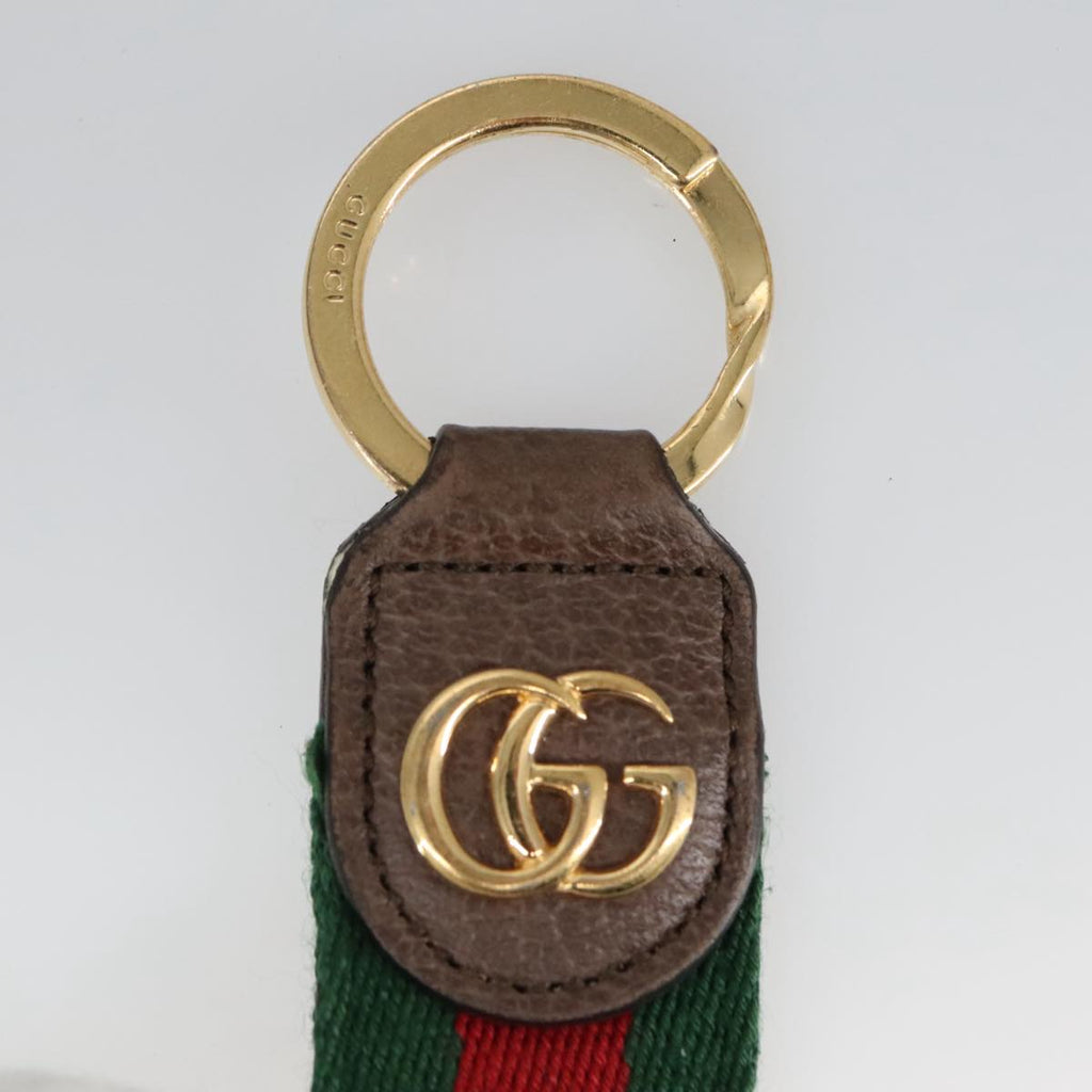 GUCCI Ofidia Web Sherry Line Key Ring Leather Red Green ac3396