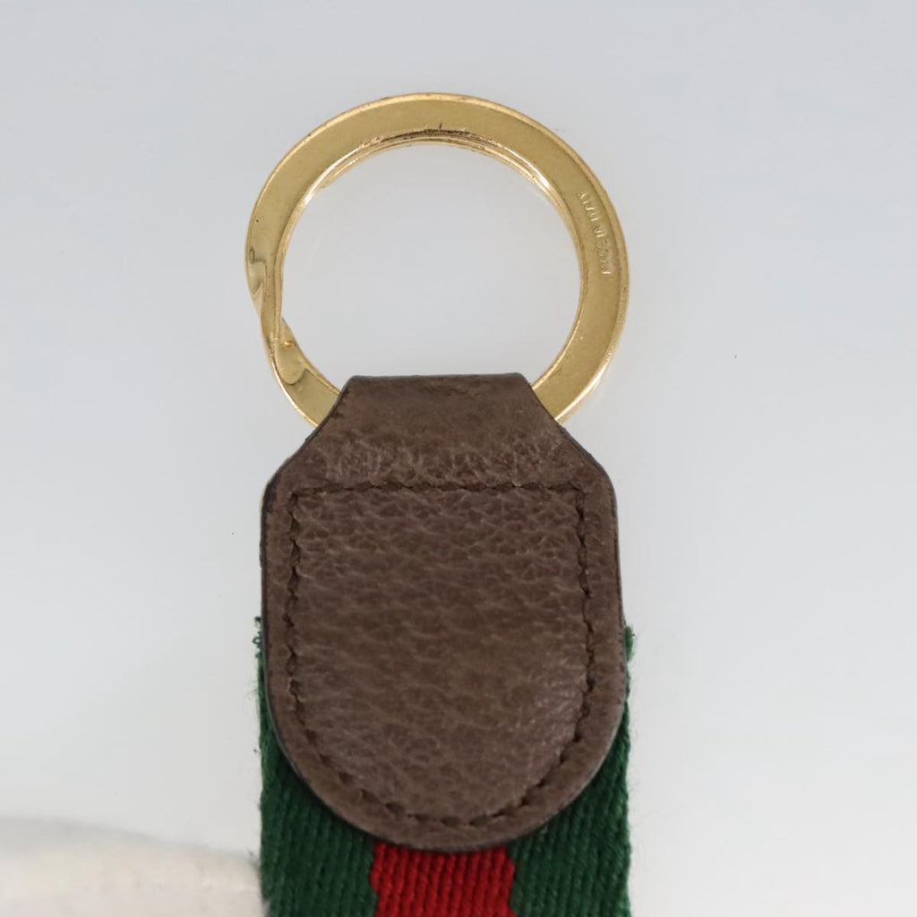 GUCCI Ofidia Web Sherry Line Key Ring Leather Red Green ac3396