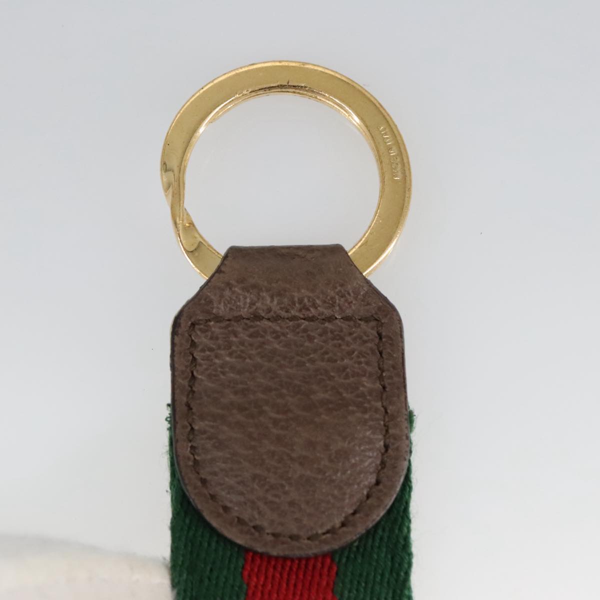 GUCCI Ofidia Web Sherry Line Key Ring Leather Red Green ac3396