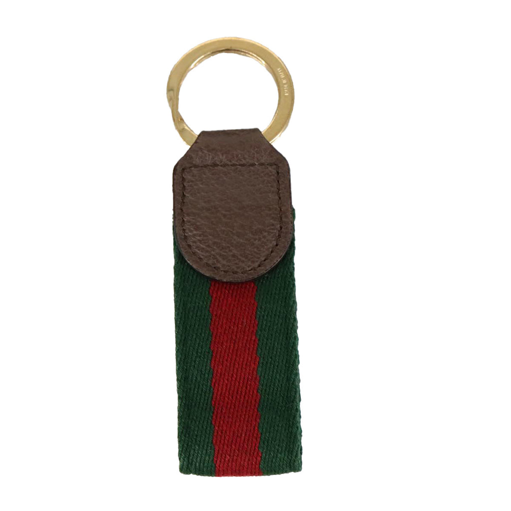 GUCCI Ofidia Web Sherry Line Key Ring Leather Red Green ac3396
