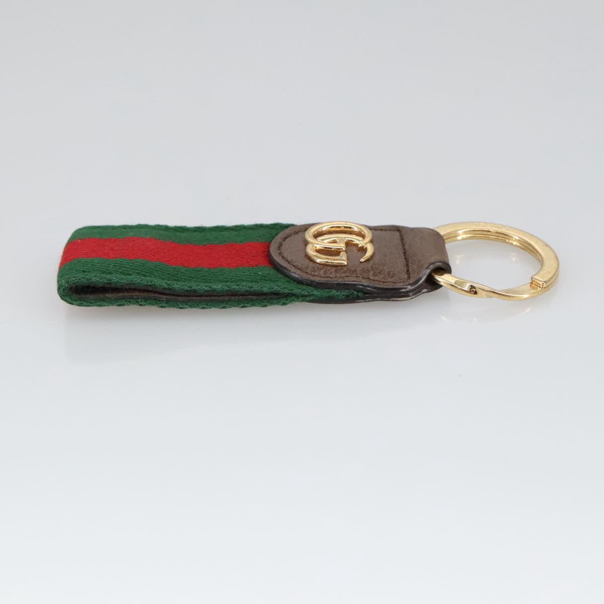 GUCCI Ofidia Web Sherry Line Key Ring Leather Red Green ac3396