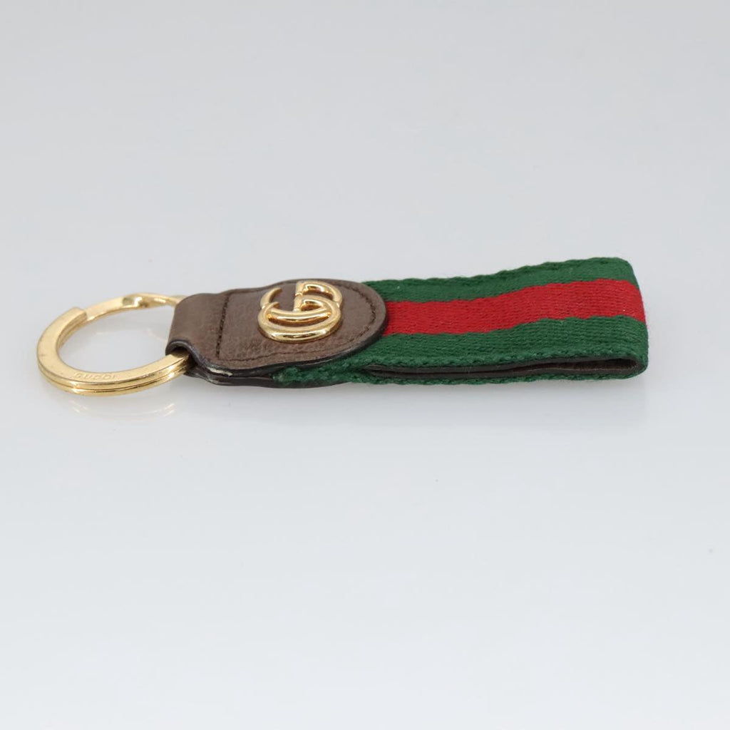 GUCCI Ofidia Web Sherry Line Key Ring Leather Red Green ac3396