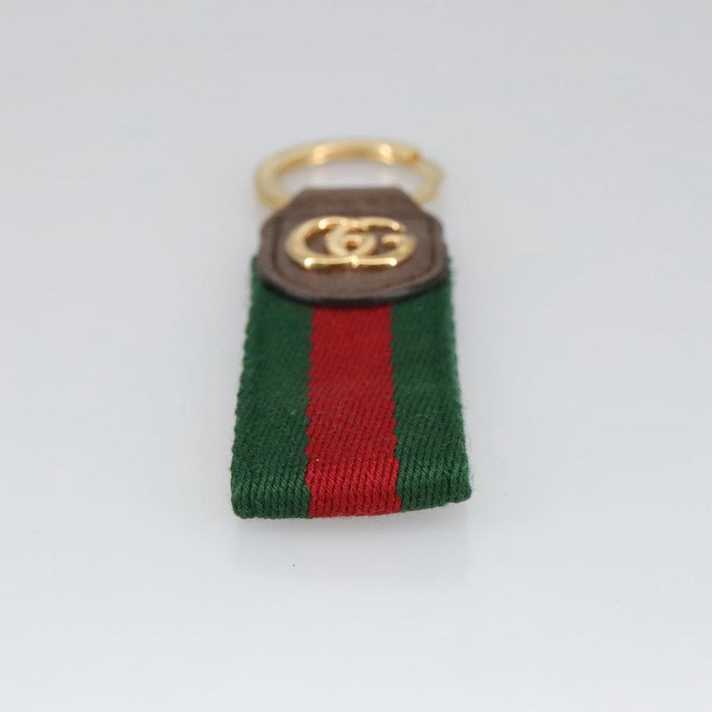 GUCCI Ofidia Web Sherry Line Key Ring Leather Red Green ac3396