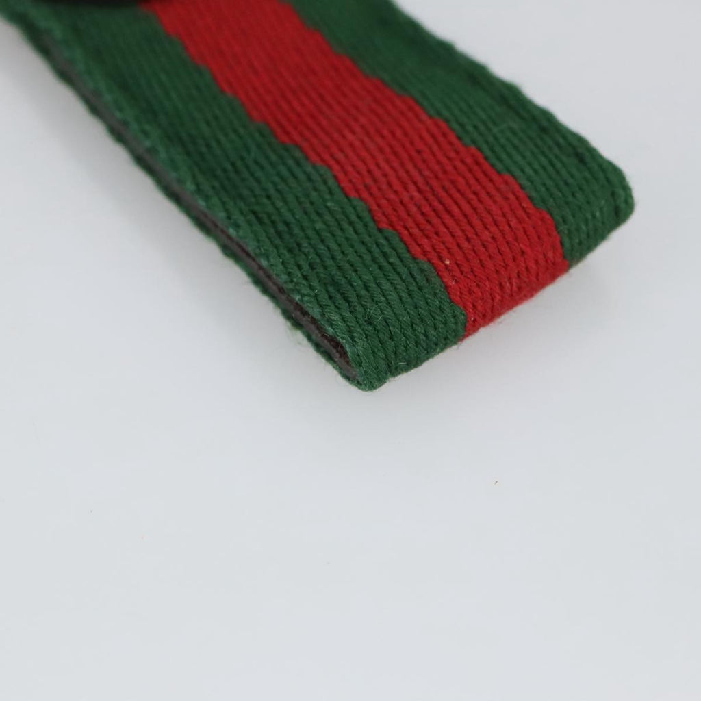 GUCCI Ofidia Web Sherry Line Key Ring Leather Red Green ac3396