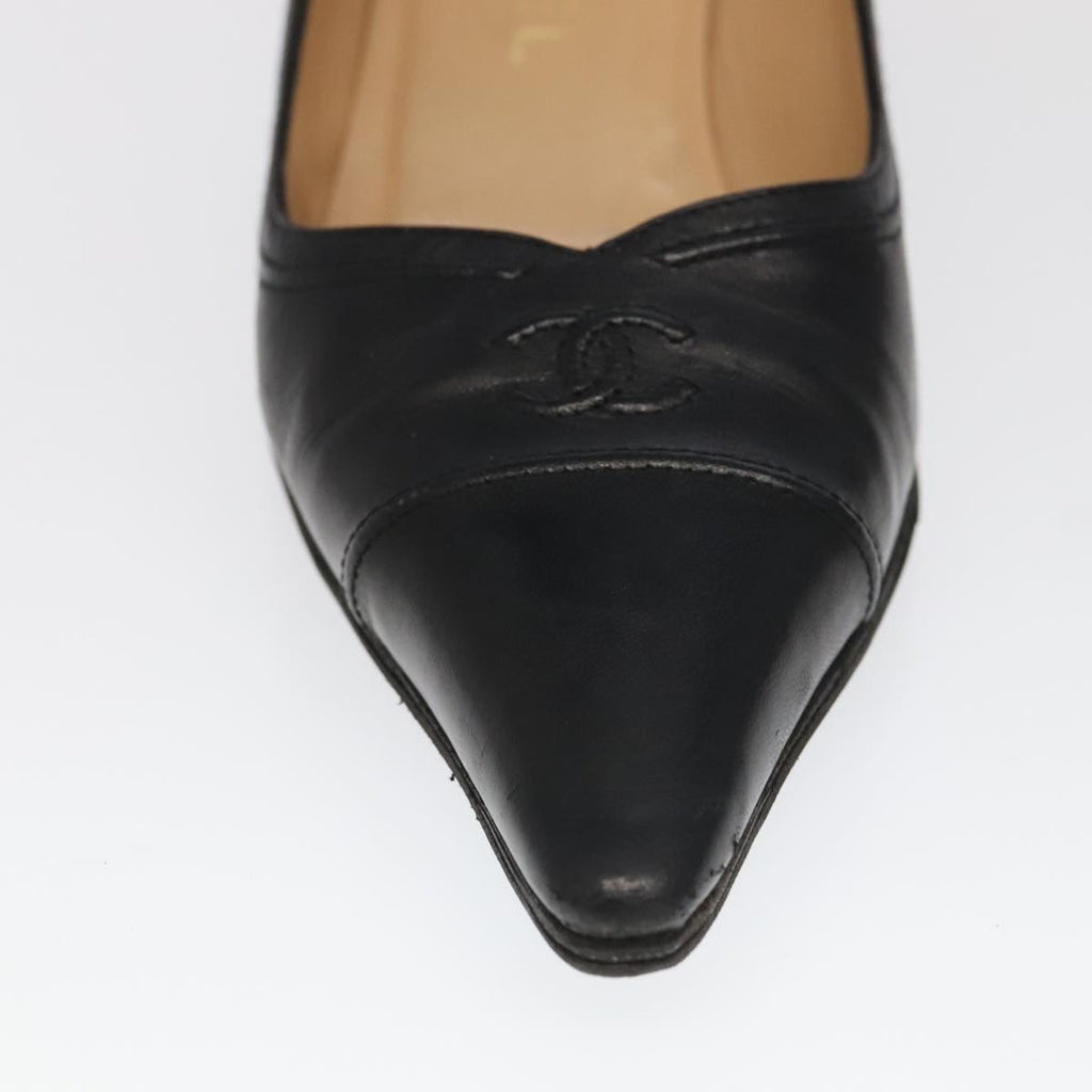 CHANEL High heels Lamb Skin 36 1/2C Black CC ac3409