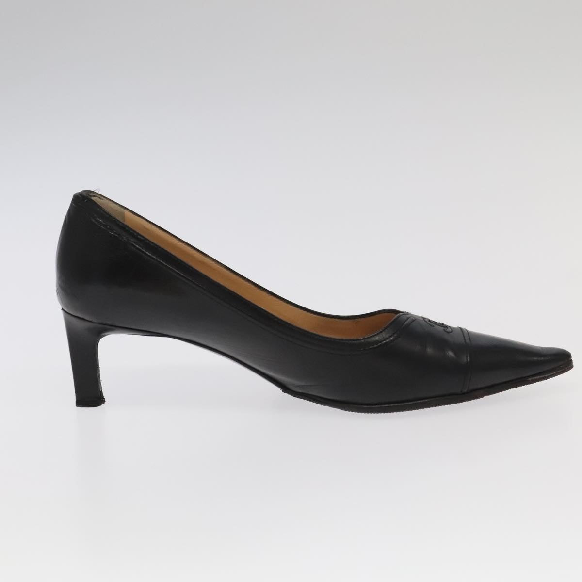 CHANEL High heels Lamb Skin 36 1/2C Black CC ac3409