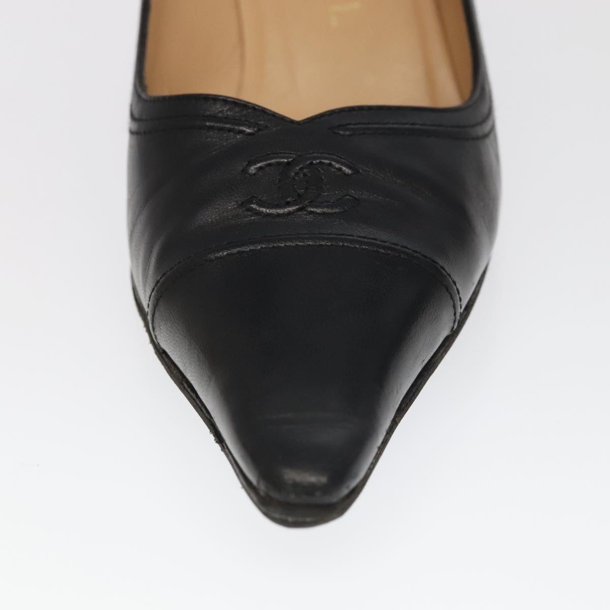 CHANEL High heels Lamb Skin 36 1/2C Black CC ac3409