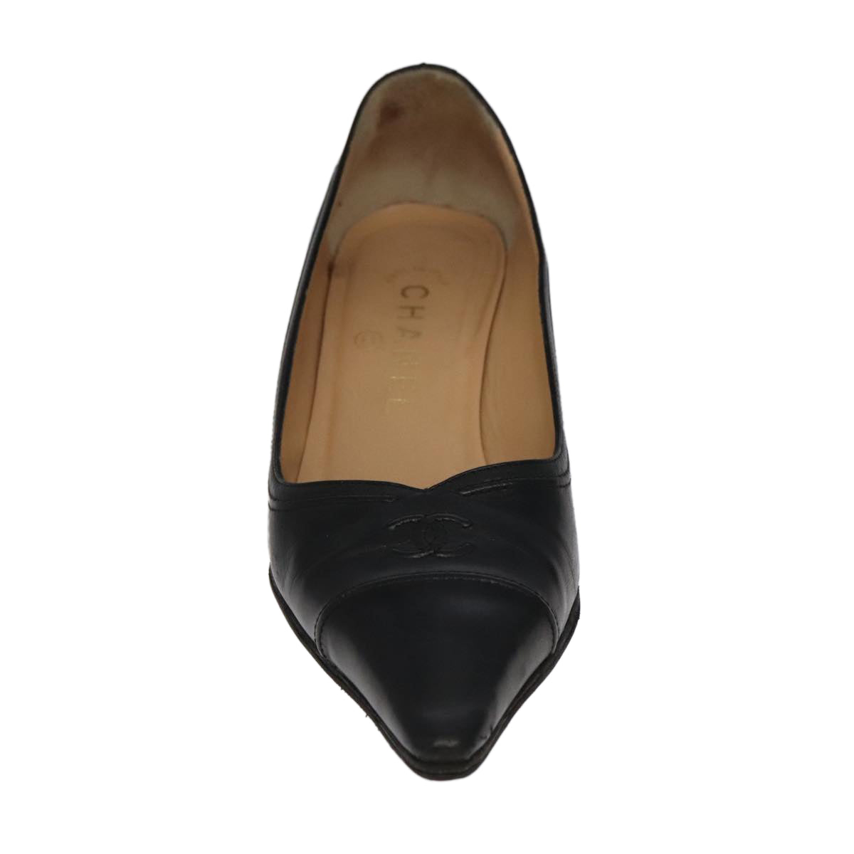CHANEL High heels Lamb Skin 36 1/2C Black CC ac3409