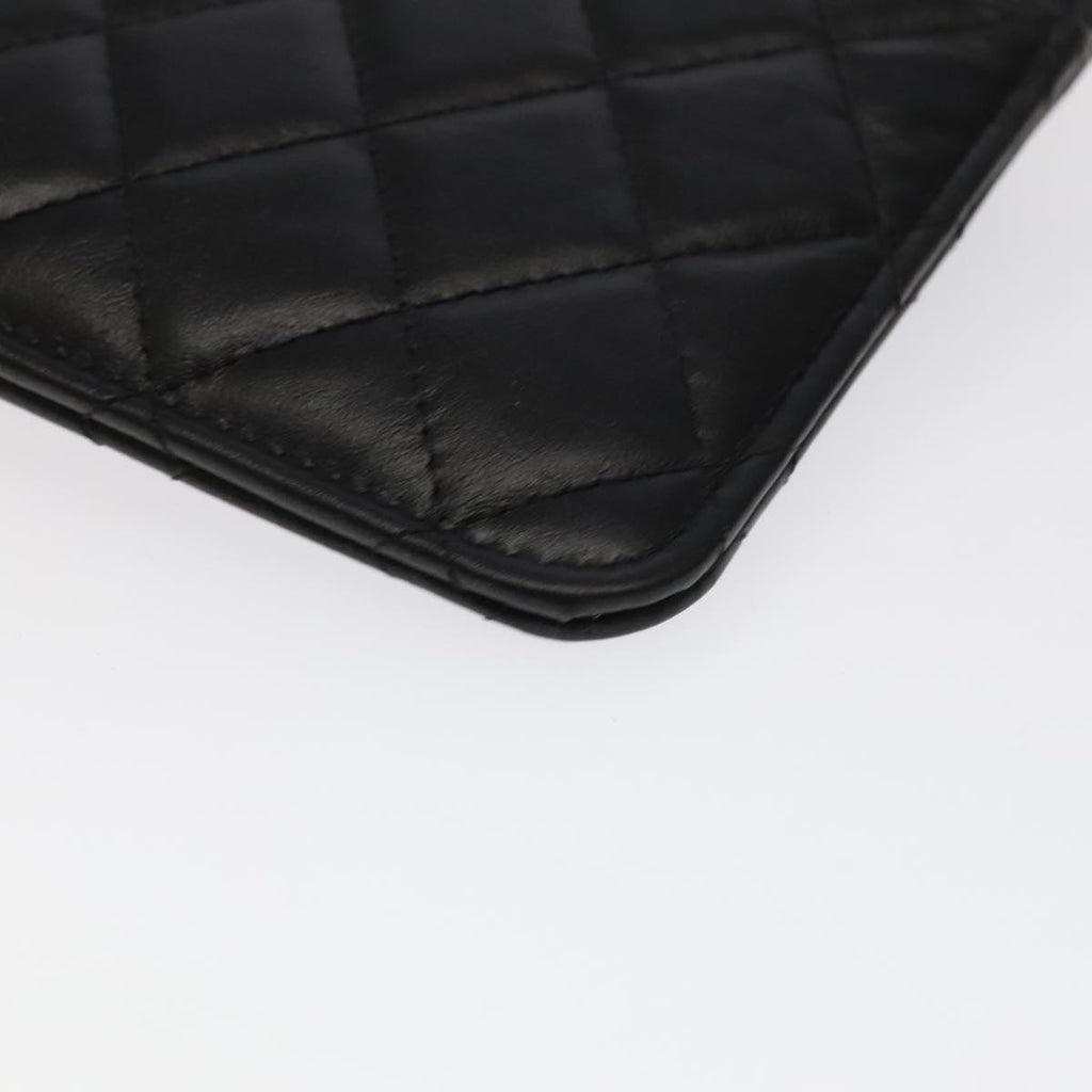 CHANEL Long Wallet Lamb Skin Black CC ac3422A