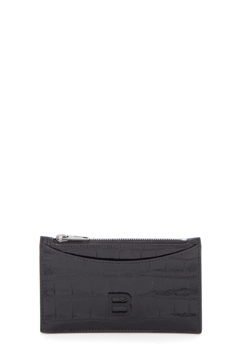 Balenciaga Black Embossed Leather Card Wallet