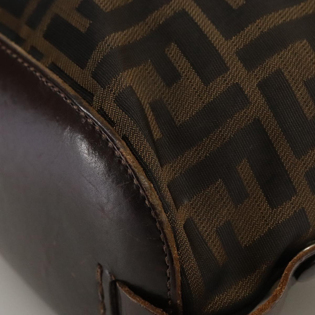 FENDI Zucca Canvas Hand Bag Brown Black ac3445