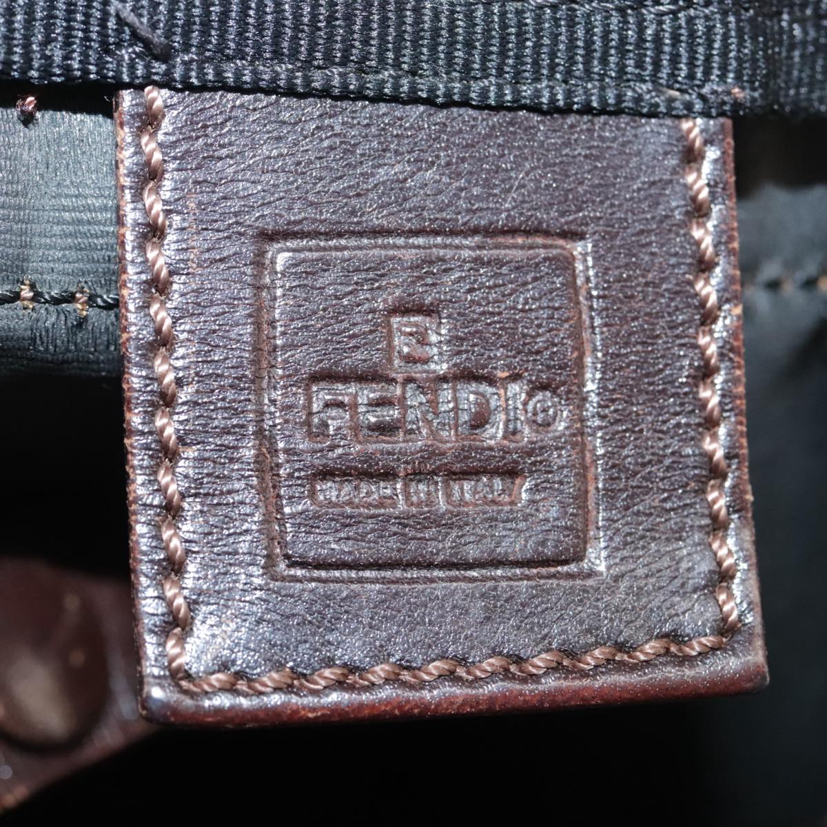 FENDI Zucca Canvas Hand Bag Brown Black ac3445