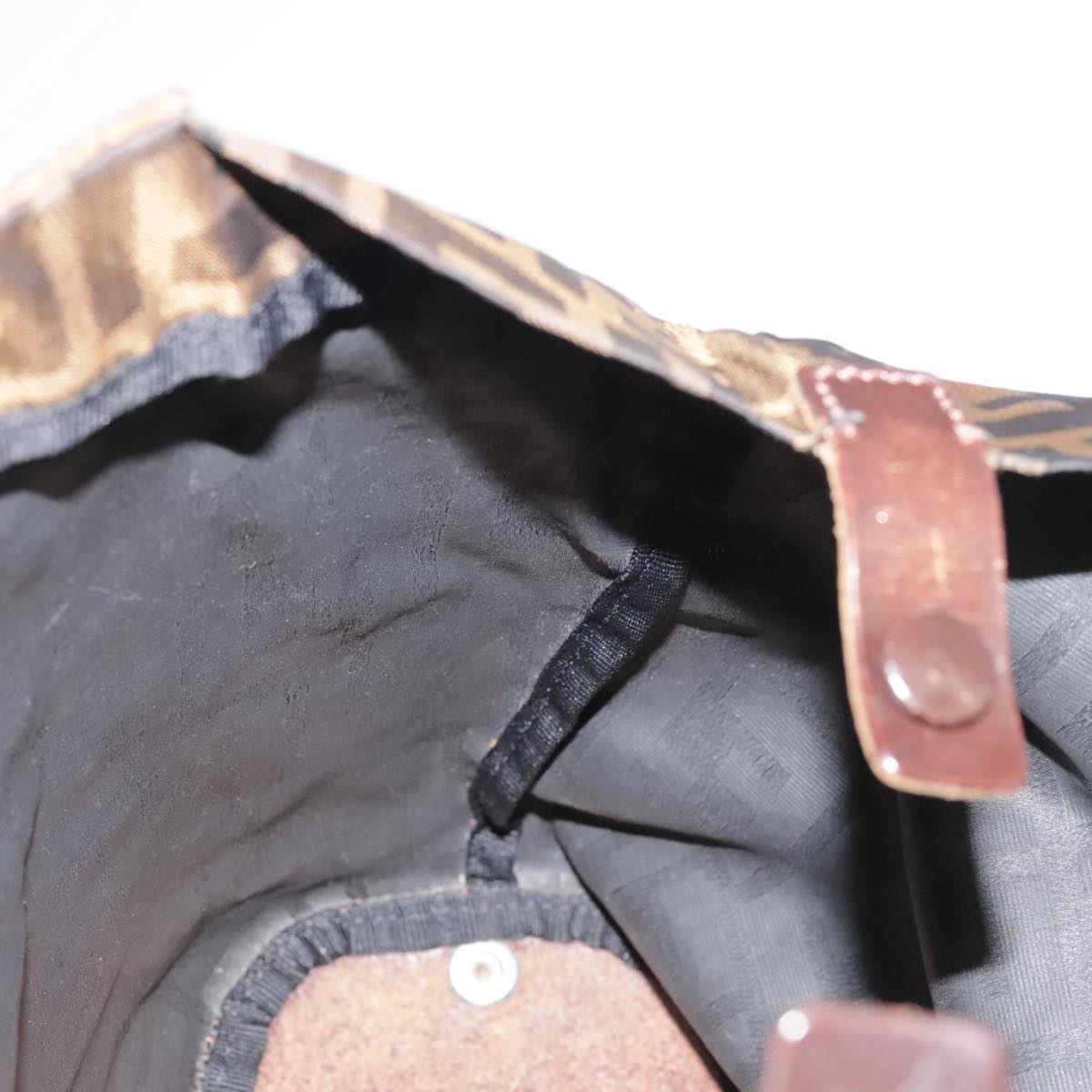 FENDI Zucca Canvas Hand Bag Brown Black ac3445