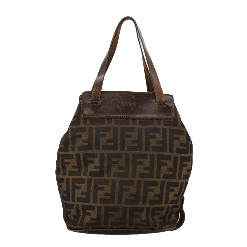 FENDI Zucca Canvas Hand Bag Brown Black ac3445