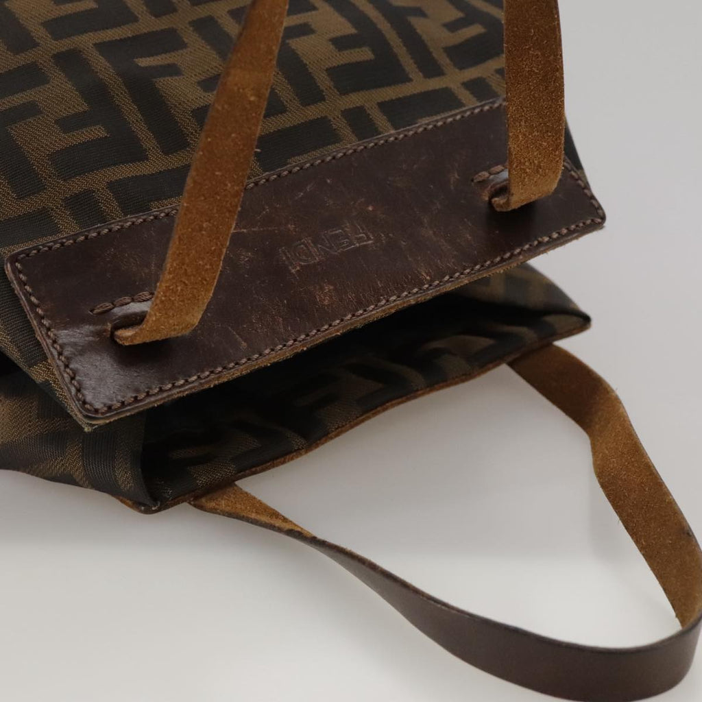 FENDI Zucca Canvas Hand Bag Brown Black ac3445
