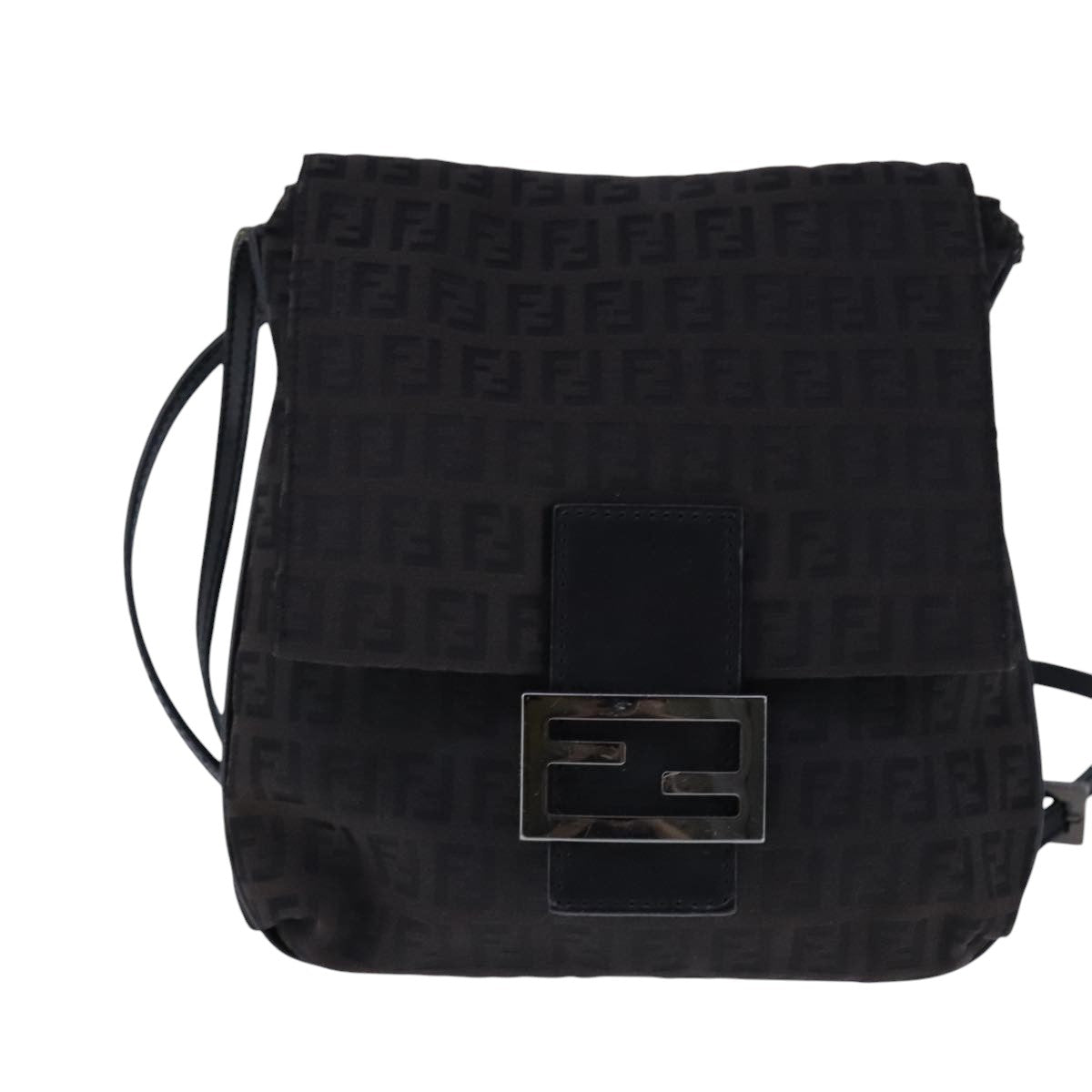 FENDI Zucchino Canvas Mamma Baguette Shoulder Bag Brown ac3448