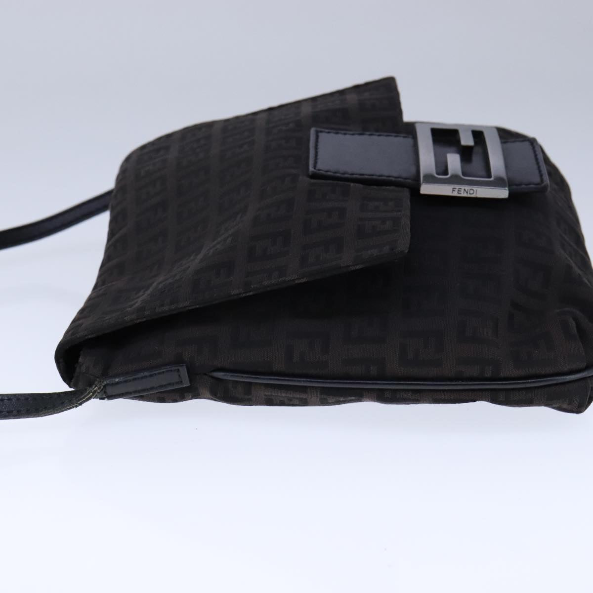 FENDI Zucchino Canvas Mamma Baguette Shoulder Bag Brown ac3448