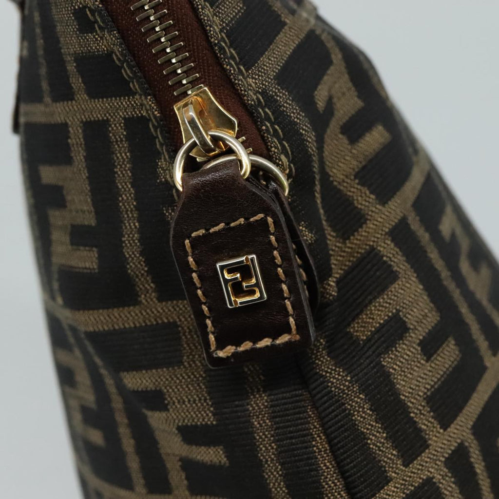FENDI Zucca Canvas Hand Bag Brown Black gold ac3464