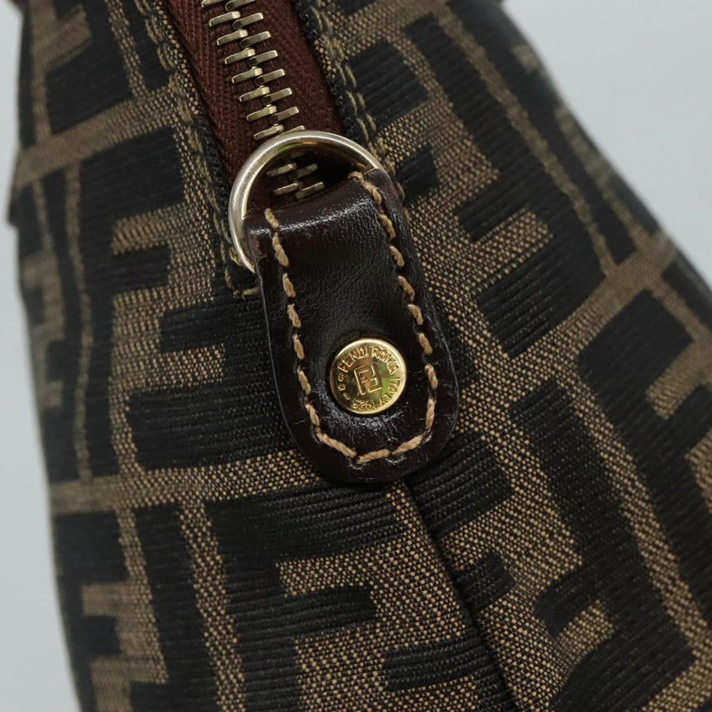 FENDI Zucca Canvas Hand Bag Brown Black gold ac3464
