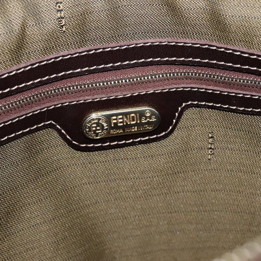FENDI Zucca Canvas Hand Bag Brown Black gold ac3464