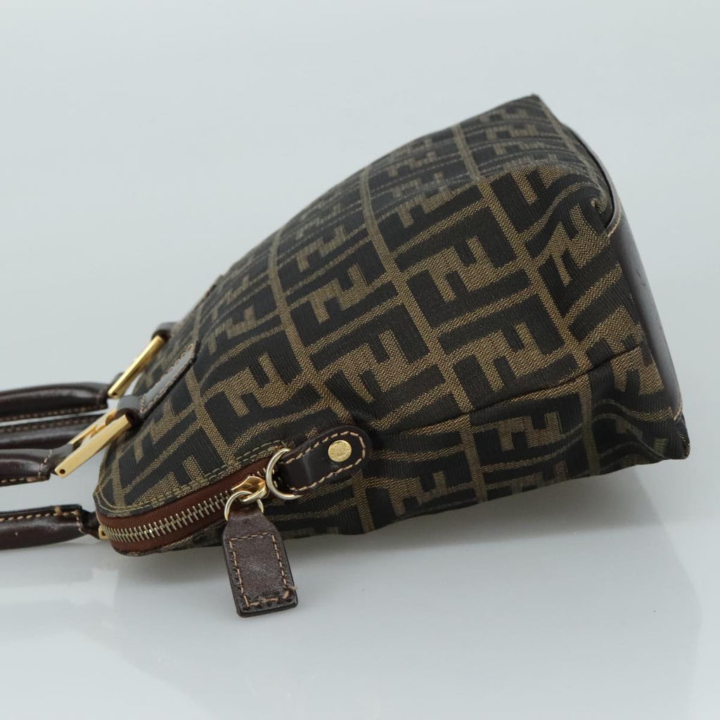 FENDI Zucca Canvas Hand Bag Brown Black gold ac3464