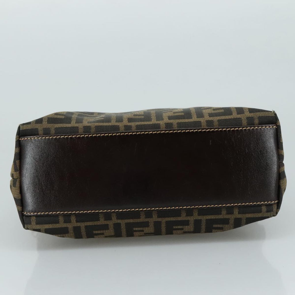 FENDI Zucca Canvas Hand Bag Brown Black gold ac3464