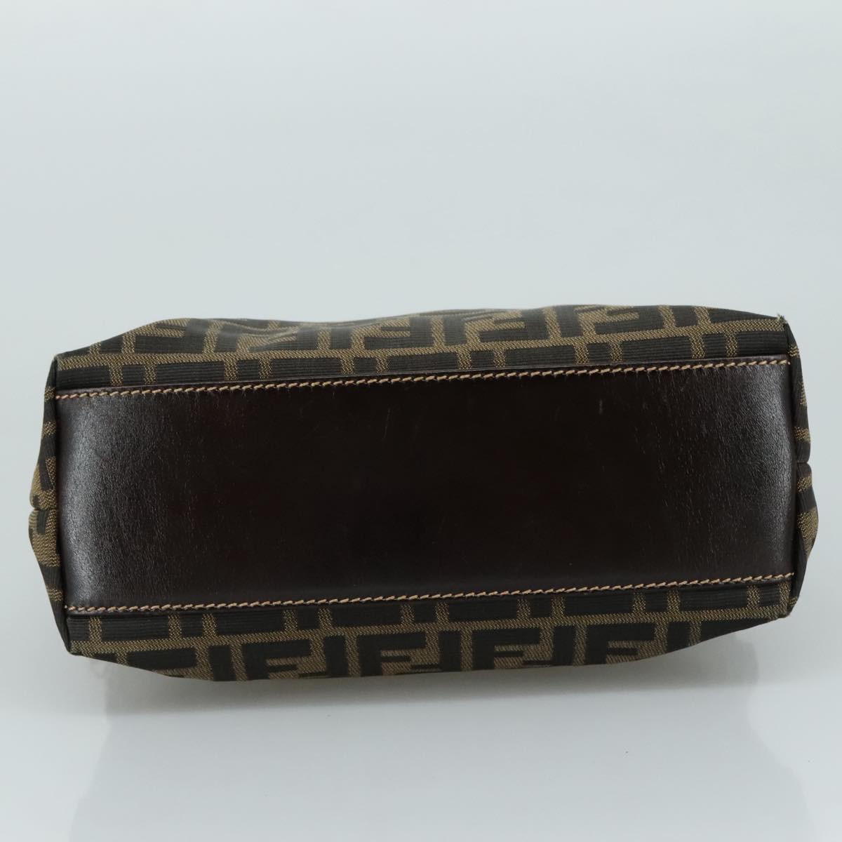 FENDI Zucca Canvas Hand Bag Brown Black gold ac3464