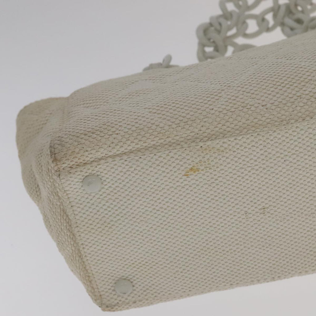 CHANEL Matelasse Chain Tote Bag Straw White CC ac3478