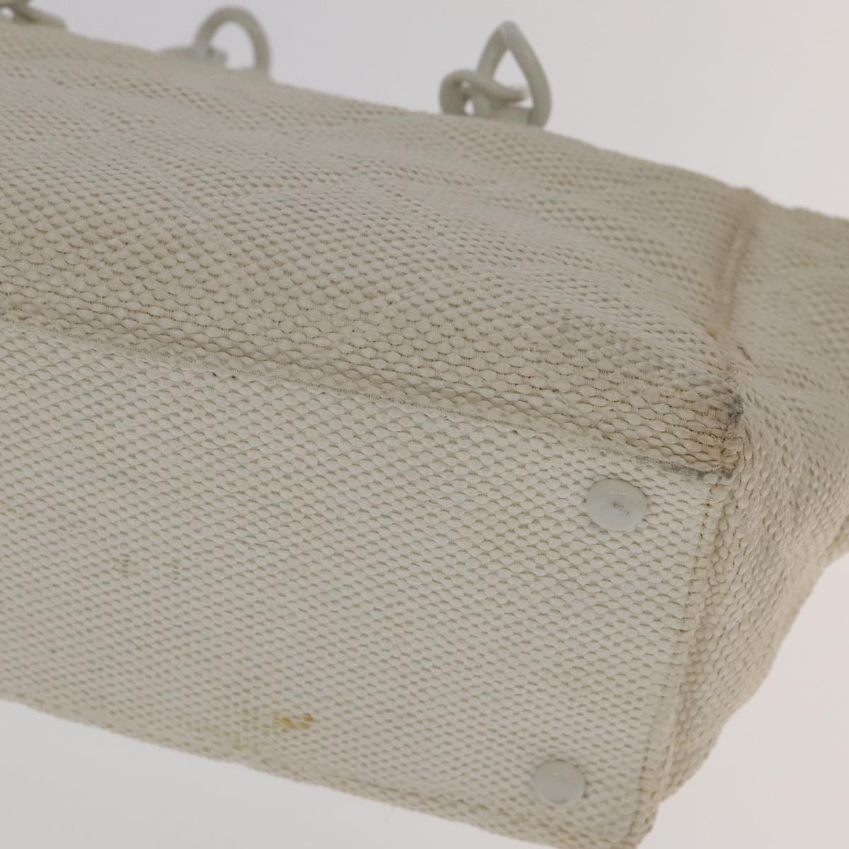 CHANEL Matelasse Chain Tote Bag Straw White CC ac3478