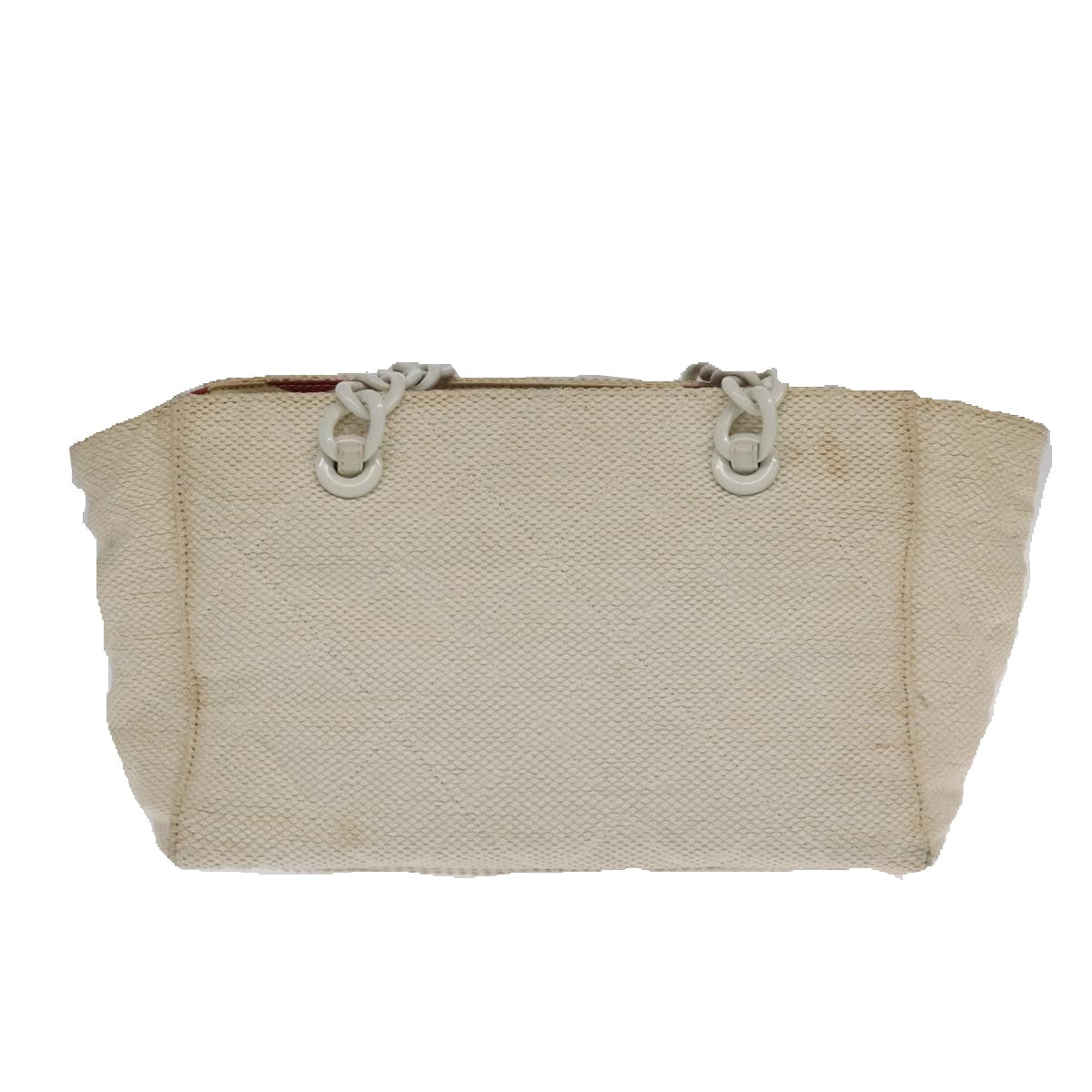 CHANEL Matelasse Chain Tote Bag Straw White CC ac3478