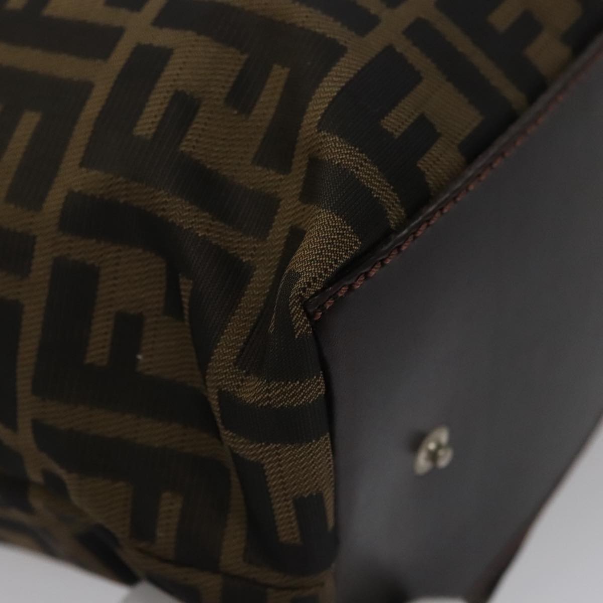 FENDI Zucca Canvas Hand Bag Brown Black ac3512