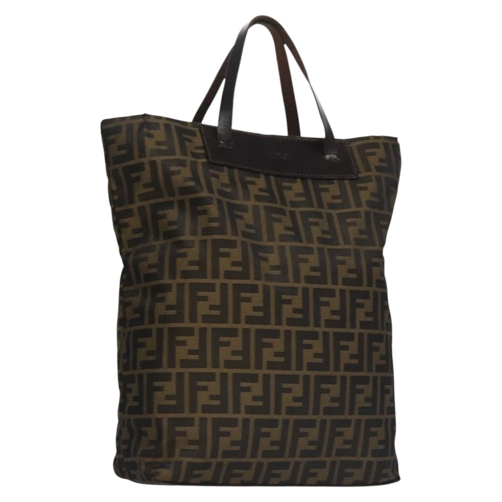 FENDI Zucca Canvas Hand Bag Brown Black ac3512