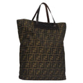 FENDI Zucca Canvas Hand Bag Brown Black ac3512