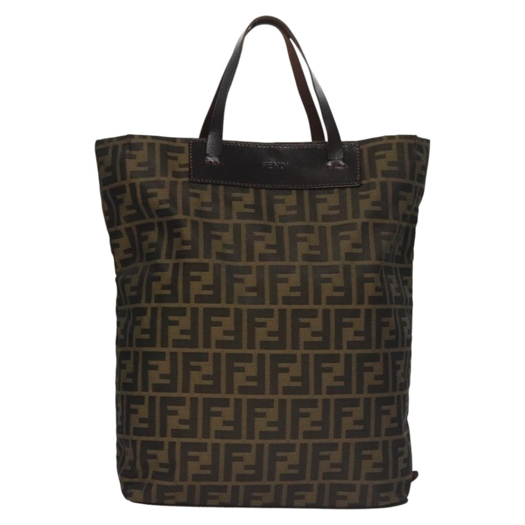 FENDI Zucca Canvas Hand Bag Brown Black ac3512