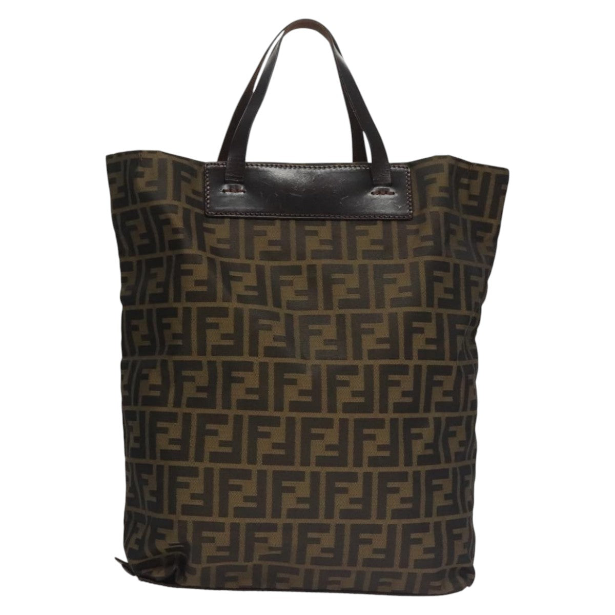 FENDI Zucca Canvas Hand Bag Brown Black ac3512