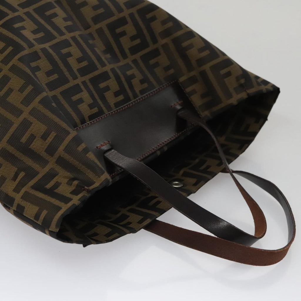 FENDI Zucca Canvas Hand Bag Brown Black ac3512