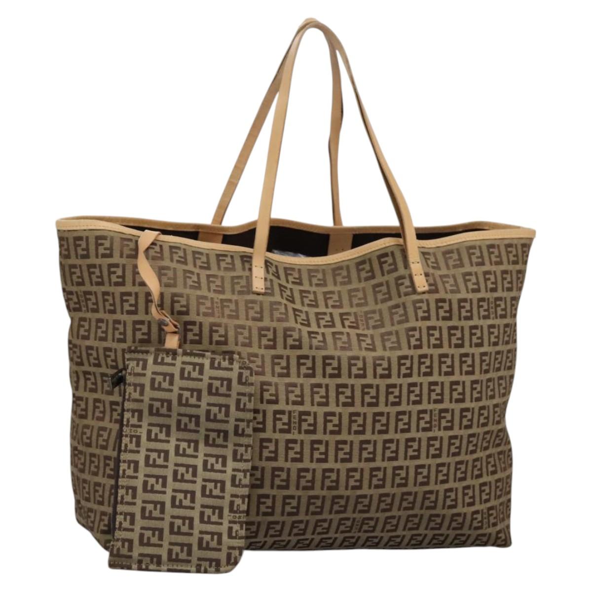 FENDI Zucchino Canvas Tote Bag Beige ac3574
